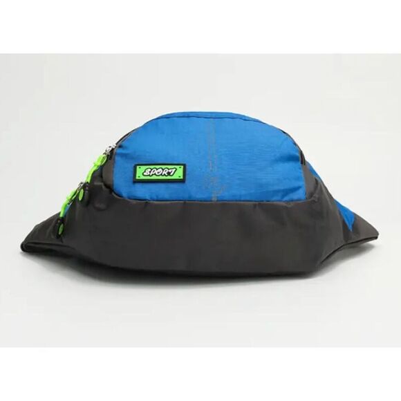 NWT Gorgeous Green & Grey Nylon Sling Bag Fanny Pack Bag with double zipper - Picture 5 of 9